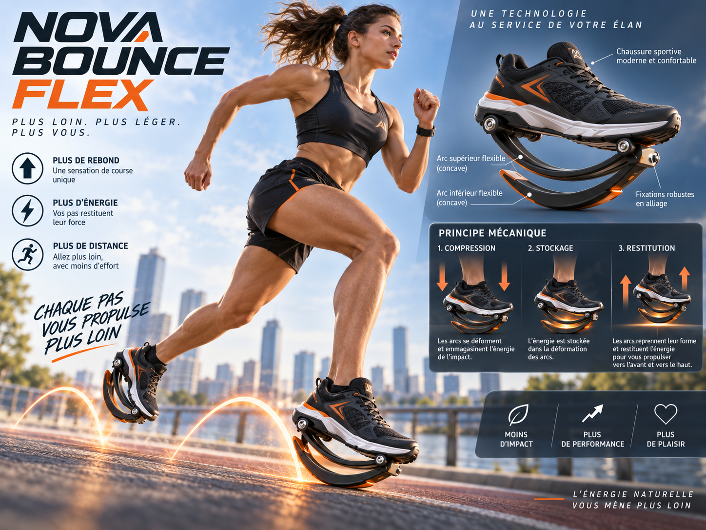 Illustration de NovaBounce Flex portée par une sportive